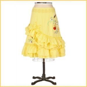 2005 Anthro Ruffled Embroidered Skirt by Lithe